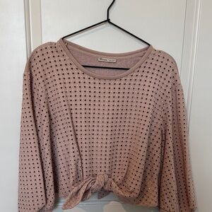 Zara Blush Eyelet Tie Crop Top